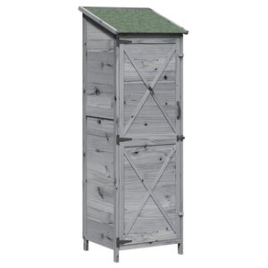 vidaXL Tuinschuur Grijs 59,5 x 56 x 176,5 cm Massief Vurenhout