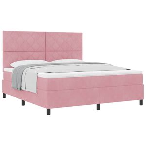 vidaXL Boxspringbed met matras met hoofdeinde Roze 180 x 200 cm Stof