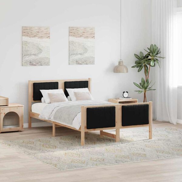 vidaXL Bedframe Bruin en zwart 120 x 190 cm Massief grenenhout