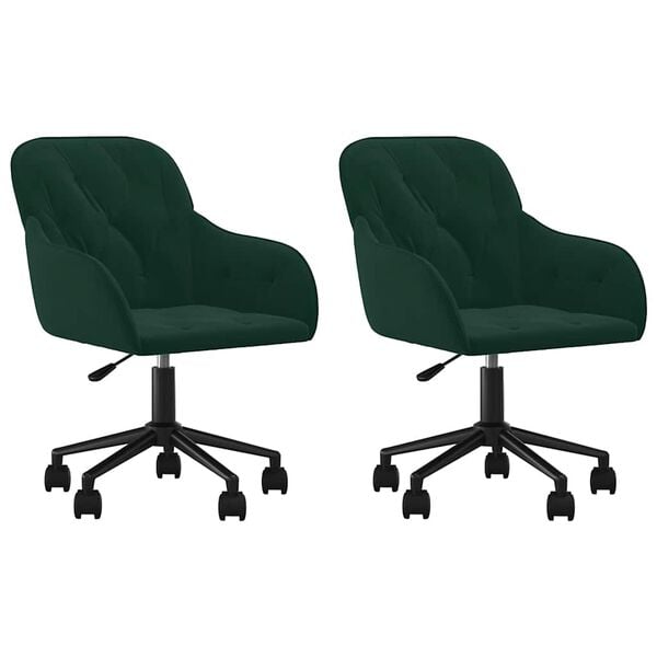 vidaXL Eetkamerstoelen draaibaar 2 st fluweel donkergroen