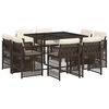 vidaXL 9-delige Tuinset met kussens poly rattan bruin