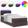 vidaXL Bed poef met matras en LED's 90x200 cm stof donkerbruin