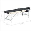 vidaXL Massagetafel inklapbaar 3 zones aluminium zwart en beige