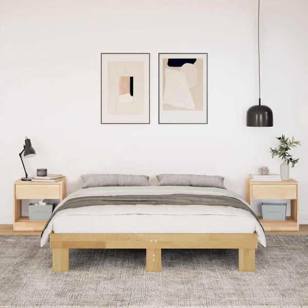 vidaXL Bedframe zonder matras 135x190 cm massief eikenhout