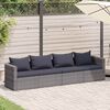 vidaXL 4-delige Loungeset met kussens poly rattan grijs