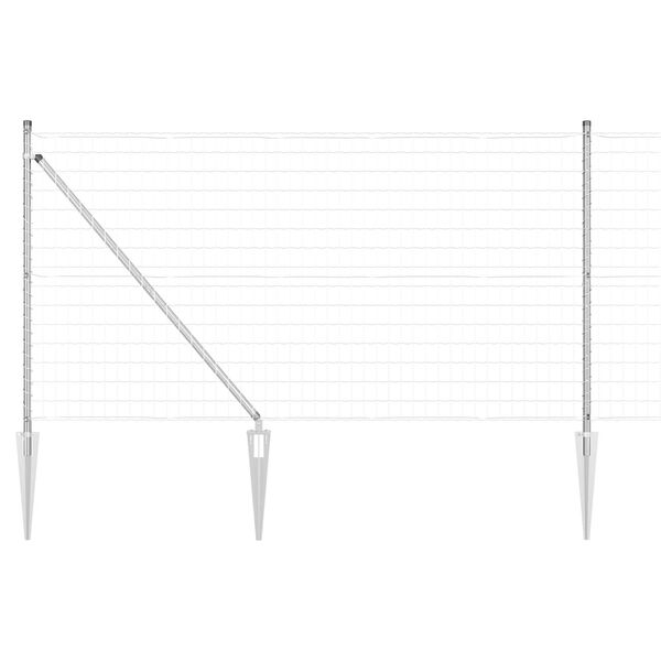 vidaXL Hek met Paal Zilver 1 x 10 m Staal