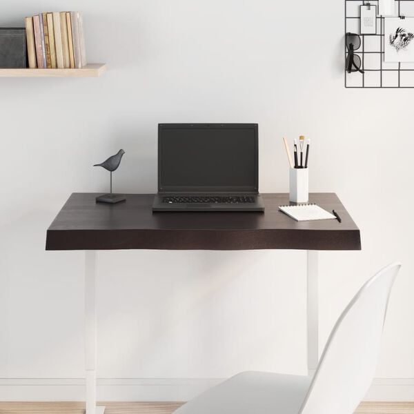 vidaXL Tafelblad natuurlijke rand 80x50x2 cm eikenhout donkerbruin