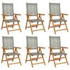 vidaXL Tuinstoelen 6 st verstelbaar poly rattan en massief hout grijs