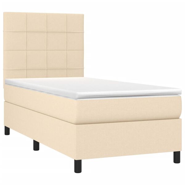 vidaXL Boxspring met matras stof cr&egrave;mekleurig 90x190 cm