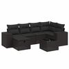 vidaXL 7-delige Loungeset met kussens poly rattan zwart