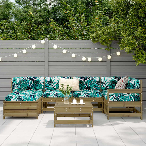 vidaXL 7-delige Loungeset ge&iuml;mpregneerd grenenhout