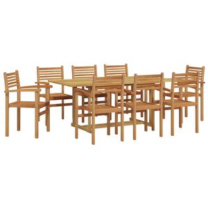 vidaXL Tuin eettafelset 9 st Bruin Massief Teakhout