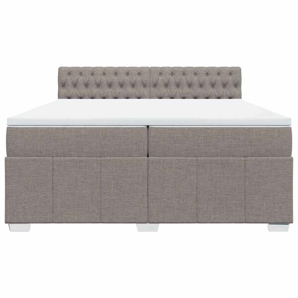 vidaXL Boxspring met matras stof taupe 200x200 cm