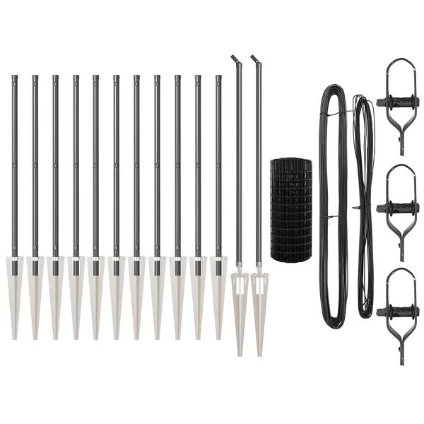 vidaXL Hecke met palen Grijs 0.4 x 25 m Staal