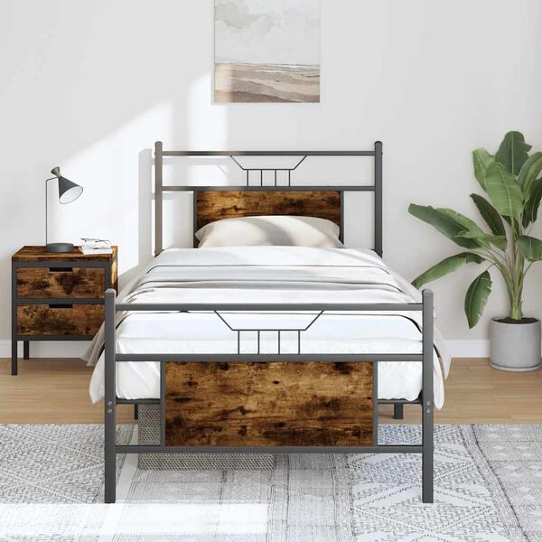 vidaXL Bedframe zonder matras hout gerookt eikenkleurig 90x200 cm