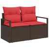 vidaXL Bankstel met kussen met opslag 6 pcs Bruin en Rood poly rattan