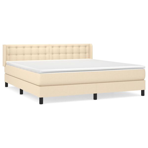 vidaXL Boxspring met matras stof cr&egrave;mekleurig 180x200 cm