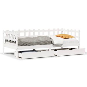 vidaXL Slaapbank met lades 80x200 cm massief grenenhout wit