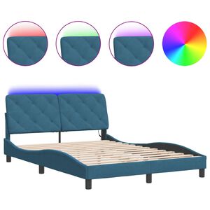 vidaXL Bedframe met LED zonder matras fluweel blauw 140x200 cm