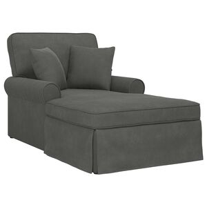 vidaXL Chaise Lounge met Rok met kussen 3 pcs Donkergrijs Katoen Stof