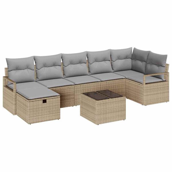 vidaXL Bankstel met kussen 5 pcs poly rattan