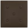 vidaXL Wandhoofdbord 12 pcs Bruin 30 x 30 cm Nep Leer