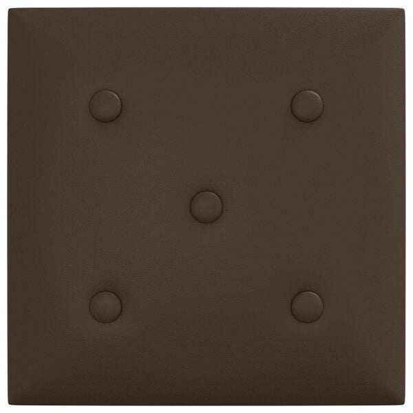 vidaXL Wandhoofdbord 12 pcs Bruin 30 x 30 cm Nep Leer