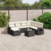 vidaXL 8-delige Loungeset met kussens poly rattan zwart