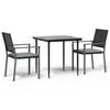 vidaXL 3-delige Tuinset met kussens poly rattan en staal