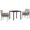 vidaXL Tuin eettafelset met kussen 3 pcs Grijs poly rattan