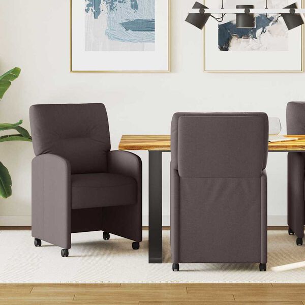 vidaXL Dining Stoelen met Wielen 2 pcs Donkerbruin 57 x 67 x 95 cm