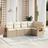 vidaXL 5-delige Loungeset met kussens poly rattan beige