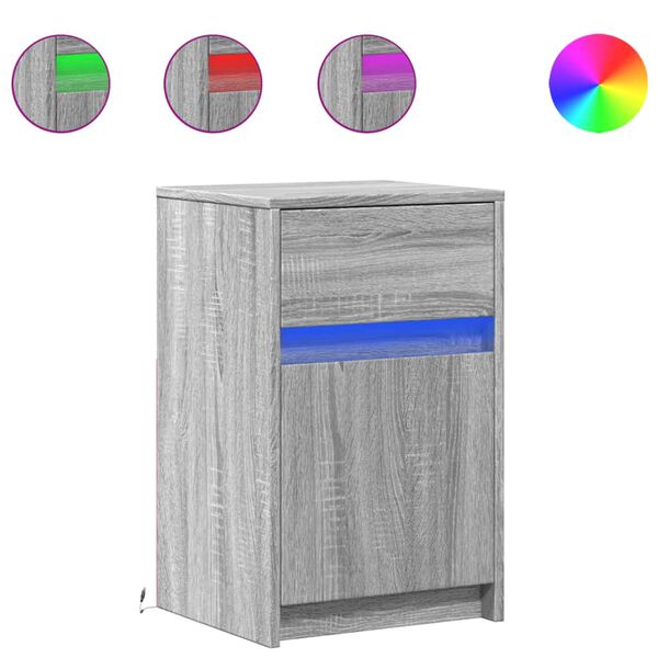 vidaXL Nachtkastjes met LED-verlichting 2 st bewerkt hout grijs sonoma