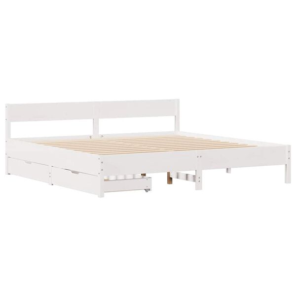 vidaXL Bedframe zonder matras massief grenenhout wit 180x200 cm