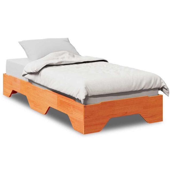 vidaXL Bedframe zonder matras stapelbaar wasbruin 100x200 cm hout