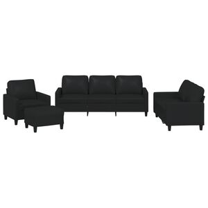vidaXL 4-delige Loungeset met kussens kunstleer zwart