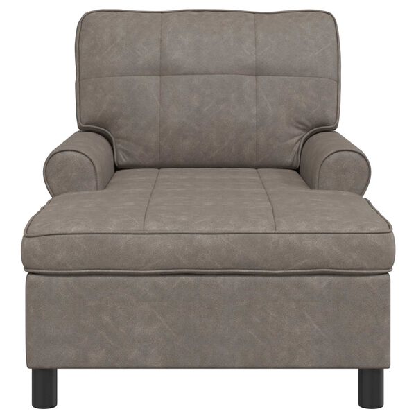 vidaXL Chaise Lounge met kussen Grijs 91 x 157 x 91 cm Nep Leer