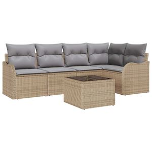 vidaXL Tuin Sofa Set met opslag 6 pcs Beige poly rattan