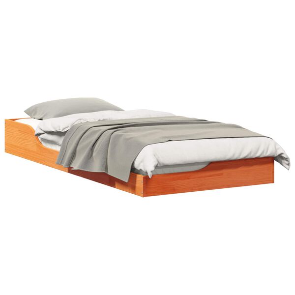 vidaXL Bedframe Wasbruin 90 x 200 cm Massief grenenhout