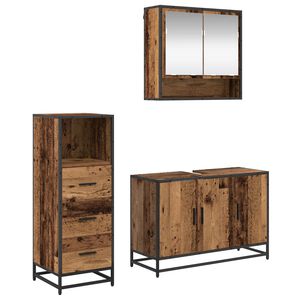 vidaXL Badkamermeubelset 3 st Oud Hout Bewerkt hout