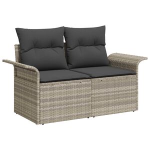 vidaXL Tuinbank met kussen Lichtgrijs 141 x 62 x 69cm poly rattan