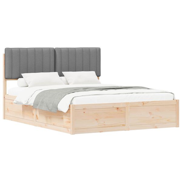 vidaXL Bedframe met Gevoerd Hoofdgedeelte Lichtgrijs 150 x 200 cm