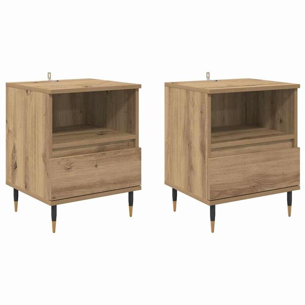 vidaXL Nachtkastje 2 pcs Artisan Eiken 40 x 35 x 50 cm Bewerkt hout