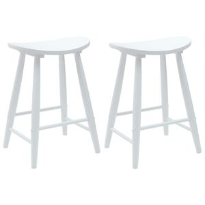 vidaXL Eettafelstoelen 2 st Massief Rubberhout Wit 46 x 37 x 63 cm