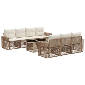 vidaXL Tuinbankenset 8 st Beige en Cr&egrave;me Wit poly rattan