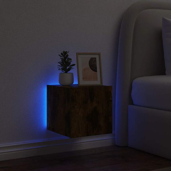 vidaXL Tv-wandmeubel met LED-verlichting 30,5x35x30 cm gerookt eiken