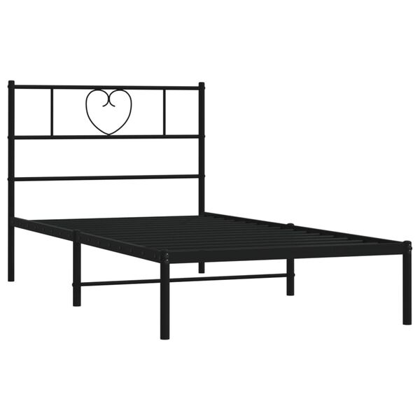 vidaXL Bedframe met hoofdbord metaal zwart 75x190 cm