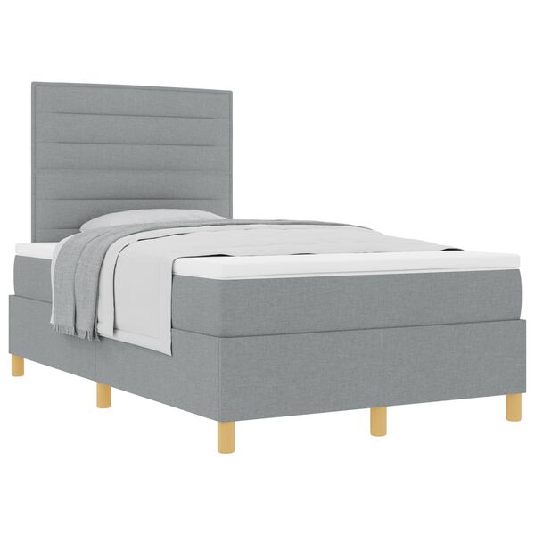 vidaXL Boxspringbed met matras Lichtgrijs 120 x 190 cm Stof