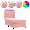 vidaXL Boxspring met matras en LED fluweel roze 90x190 cm