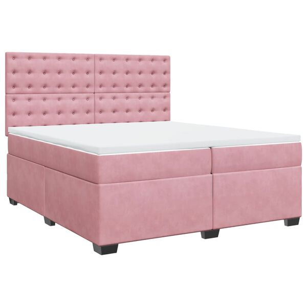 vidaXL Boxspring met matras fluweel roze 200x200 cm